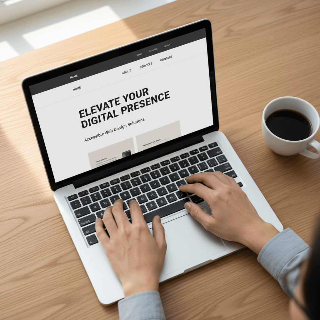 Laptop screen showing a sleek business website design
