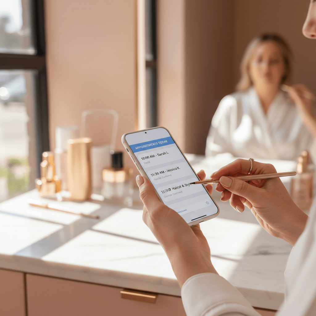 Smartphone showing a mobile-friendly salon website