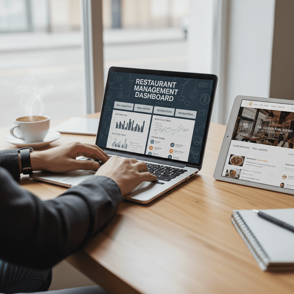 Laptop and smartphone displaying a local business website