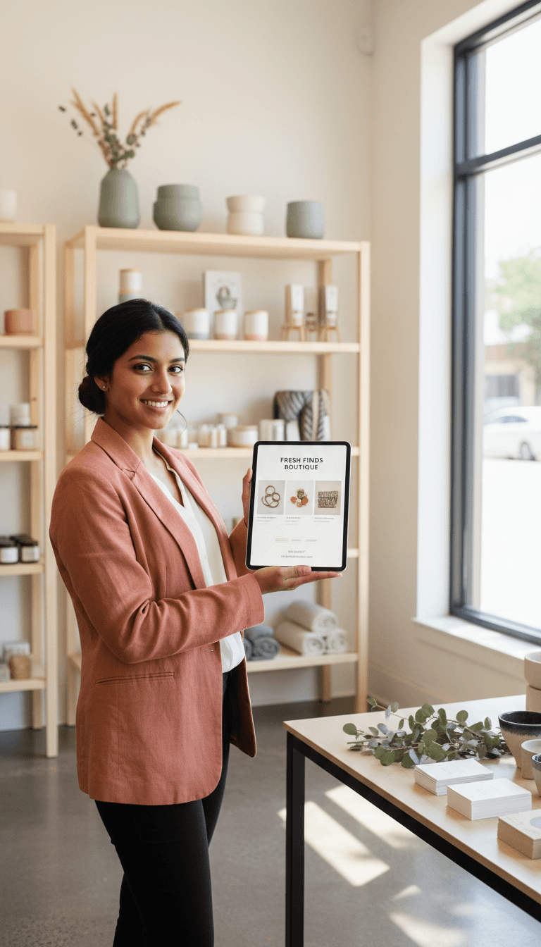 Smartphone displaying a mobile-friendly business website